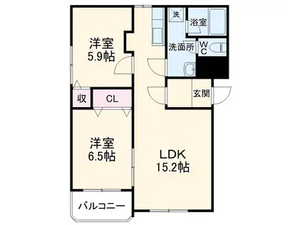 緑風マンション(2LDK/2階)の間取り写真
