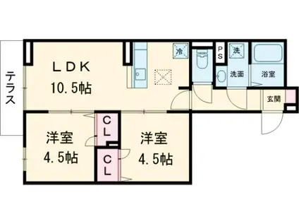 南花畑3丁目PJ(2LDK/2階)の間取り写真