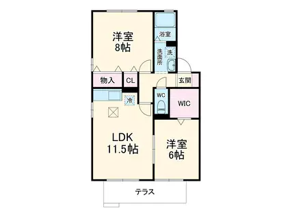 UNIT・8 B棟(2LDK/1階)の間取り写真