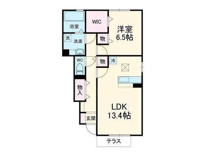 ウェルカムコートY&R A(1LDK/1階)の間取り写真