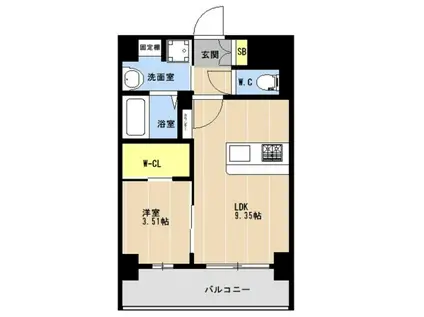 LIBTH松山Ⅱ(1LDK/4階)の間取り写真