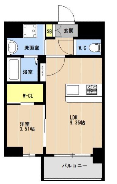 LIBTH松山Ⅱ(1LDK/7階)の間取り写真