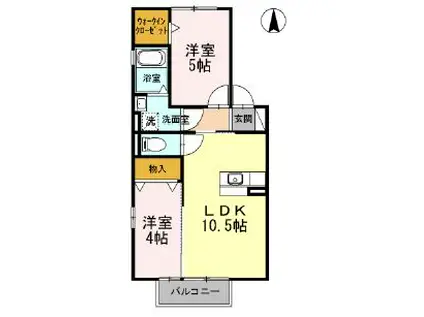 ハイム西五城Ⅲ(2LDK/2階)の間取り写真