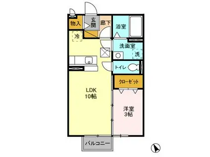 ダイヤファーストS AVE(1LDK/1階)の間取り写真