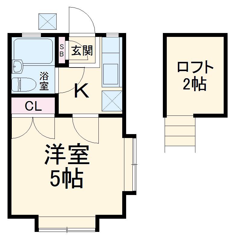 クレストホームズ舞浜(1K/2階)の間取り写真