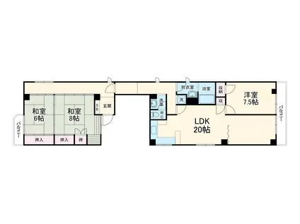 シティーパレス塚本(3LDK/7階)の間取り写真