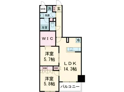 サンジョイアゼロ(2LDK/1階)の間取り写真