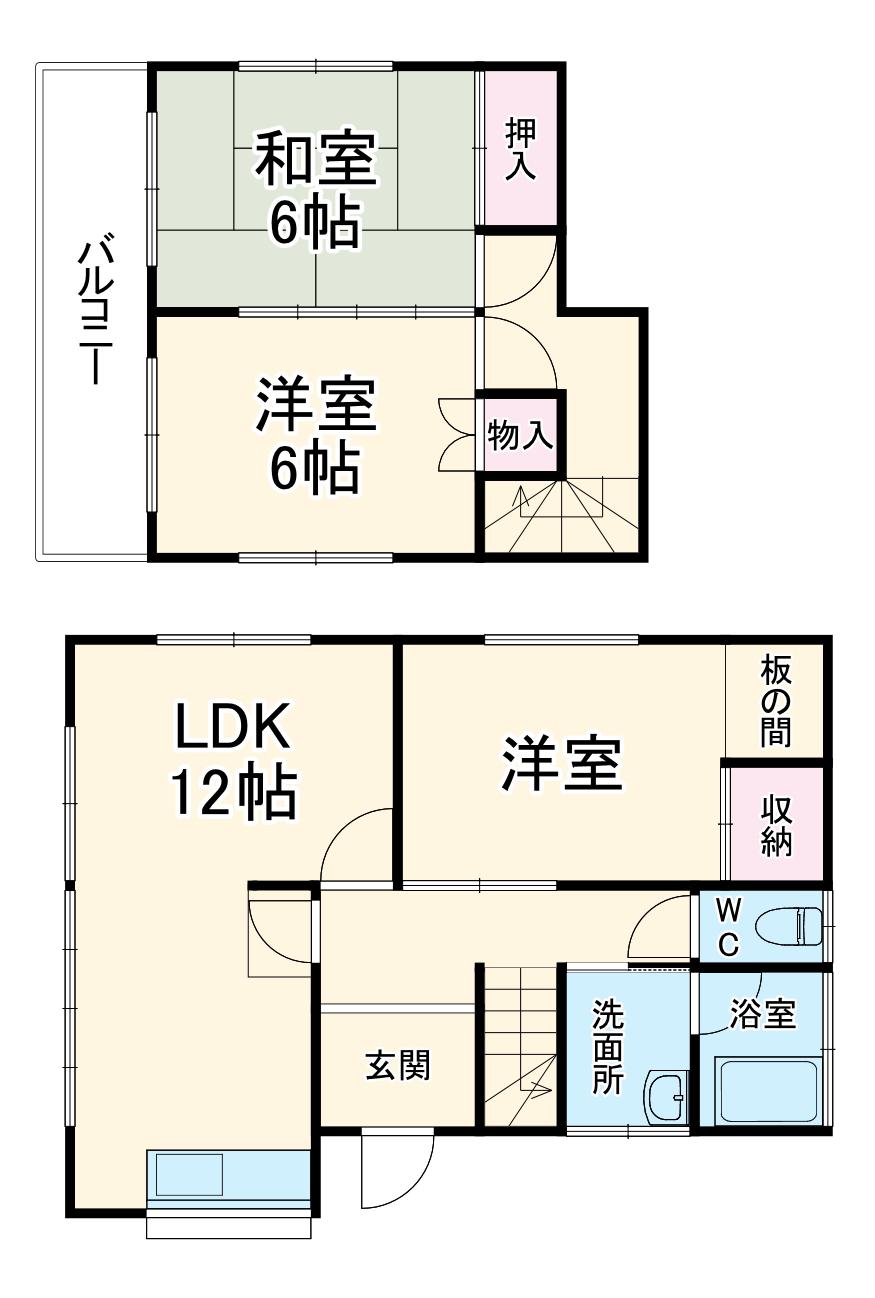 常磐線 柏駅 バス乗車時間:11分 大井バス停で下車 徒歩5分 2階建 築49年(3LDK)の間取り写真