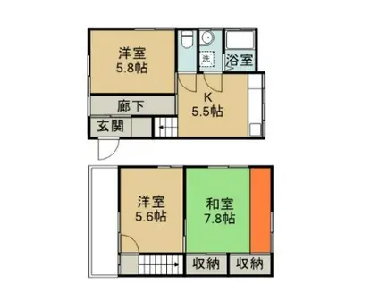 東海道本線 掛川駅 バス乗車時間:23分 大東北公民館前バス停で下車 徒歩30分 2階建 築52年(3DK)の間取り写真