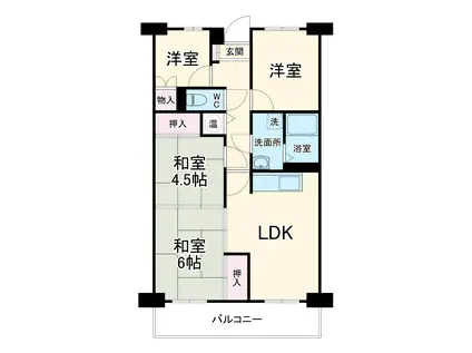 ライオンズマンション厚木(4LDK/2階)の間取り写真