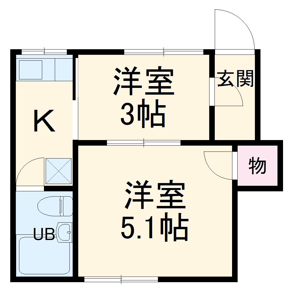 石田荘(1SK/2階)の間取り写真