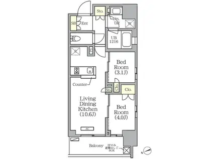 グランエール西日暮里(2LDK/8階)の間取り写真