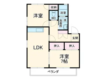 メゾンあすか(2LDK/1階)の間取り写真