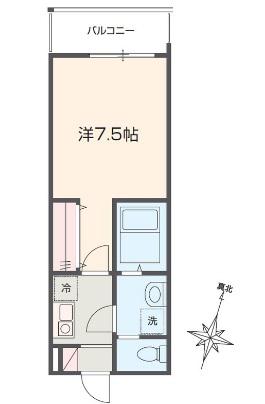 MELDIA入間市Ⅲ(1K/2階)の間取り写真