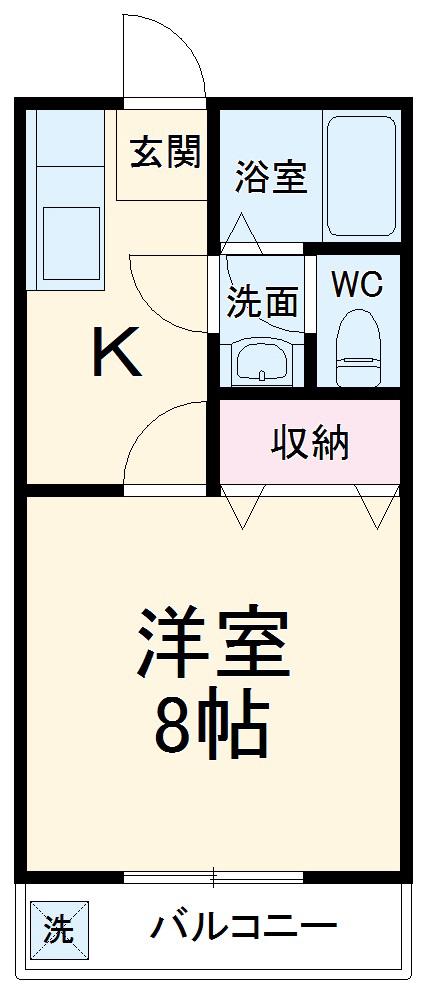 トヤマハイツⅠ・Ⅱ(1K/1階)の間取り写真