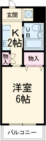 シャロンローズ(1K/2階)の間取り写真