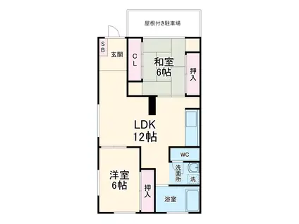 名鉄竹鼻・羽島線 西笠松駅 徒歩28分 1階建 築49年(2LDK)の間取り写真