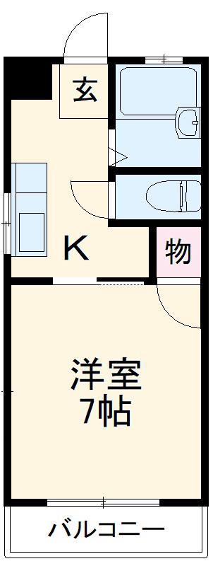 ハイツ成田(1K/1階)の間取り写真