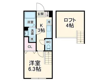 OPUSⅤ(1K/1階)の間取り写真