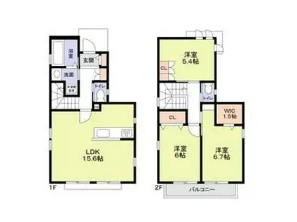 西武池袋・豊島線 清瀬駅 徒歩16分 2階建 築4年(3LDK)の間取り写真