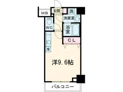 RELUXIA綾瀬Ⅲ(ワンルーム/9階)の間取り写真