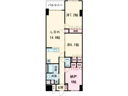 サンジョイアゼロ(2SLDK/4階)の間取り写真