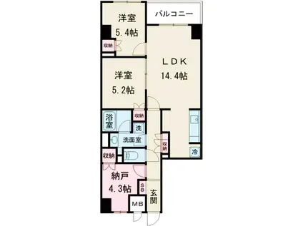 サンジョイアゼロ(2SLDK/6階)の間取り写真