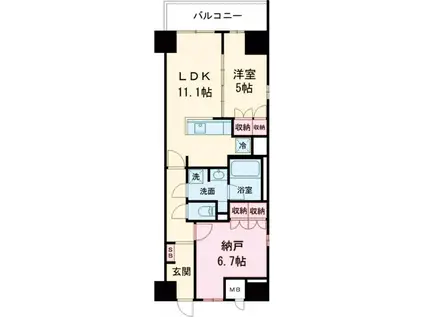 サンジョイアゼロ(1SLDK/6階)の間取り写真