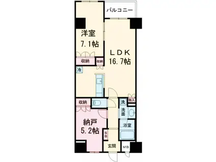 サンジョイアゼロ(1SLDK/5階)の間取り写真