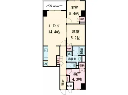 サンジョイアゼロ(2SLDK/5階)の間取り写真