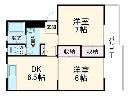 梶ヶ谷メリア(2DK/3階)の間取り写真