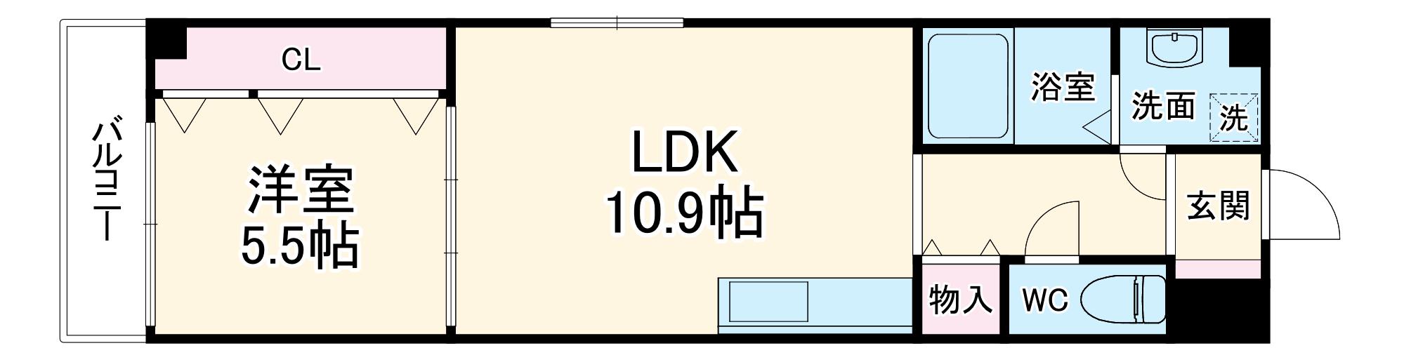 アドマステラス壬生松原(1LDK/1階)の間取り写真