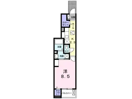 シャルマンドミールⅢ(1K/1階)の間取り写真