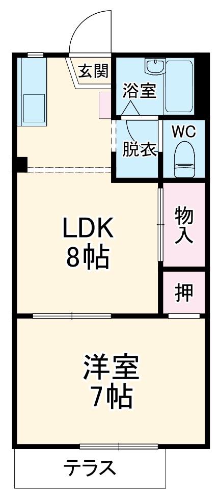 サンベルテ菅沼Ⅱ(1LDK/1階)の間取り写真