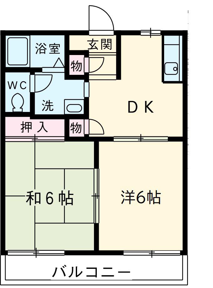 白山ハイツ(2DK/2階)の間取り写真