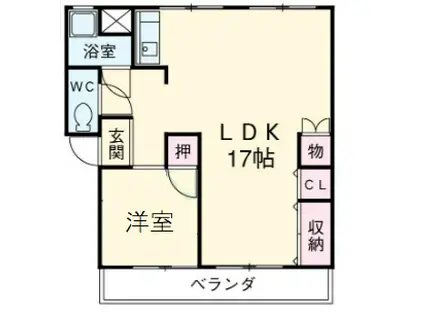 ワイズタウン 1棟(1LDK/2階)の間取り写真