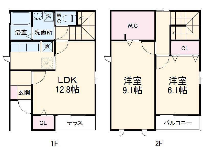 武蔵野線 東浦和駅 徒歩26分 2階建 築11年(2LDK)の間取り写真