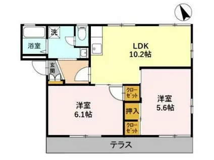 ライフタウニーA街区3号棟(2LDK/1階)の間取り写真