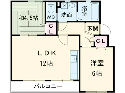 なるみグリーンコーポ(2LDK/3階)の間取り写真