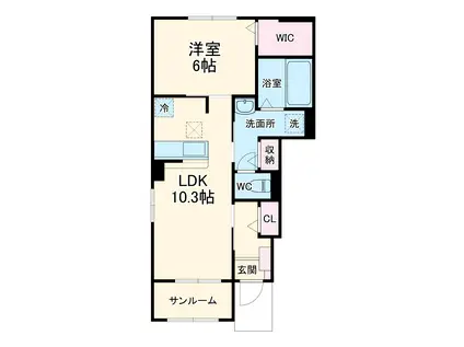 トレノ カーサ Ⅱ(1LDK/1階)の間取り写真