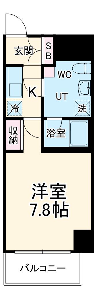 アンビックス・プリア茶屋ヶ坂(1K/8階)の間取り写真