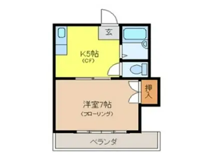 コーポふじ(1K/1階)の間取り写真