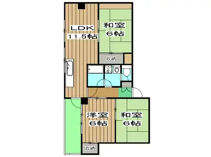 エリーパート2(3LDK/2階)の間取り写真