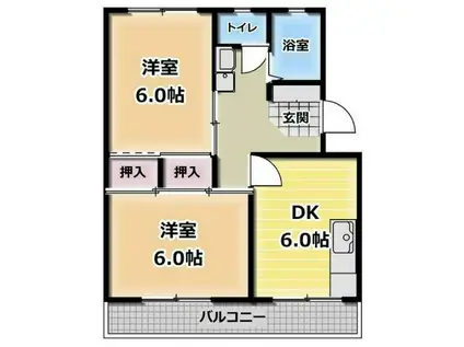 セントポーリアA(2DK/3階)の間取り写真