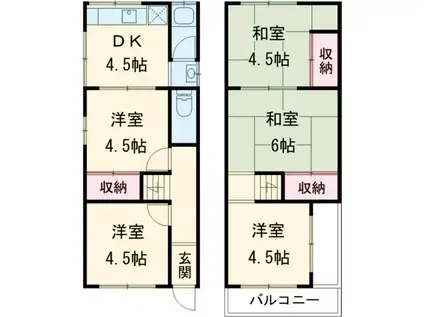 阪和線 信太山駅 徒歩18分 2階建 築48年(5DK)の間取り写真