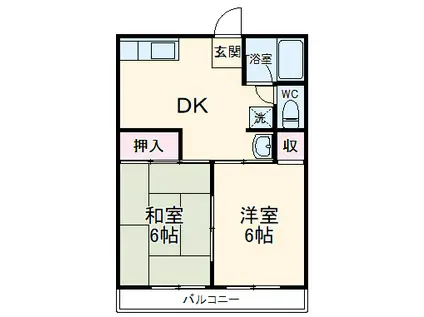 アイリスE(2DK/1階)の間取り写真