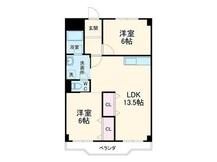 グリーンヤード・洋(2LDK/1階)の間取り写真