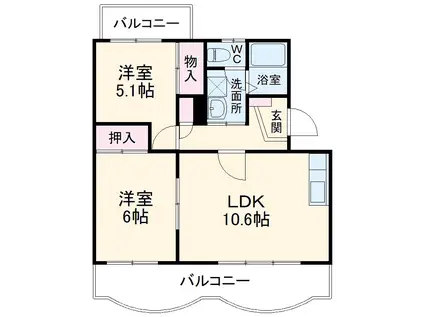 サン・クレール(2LDK/2階)の間取り写真