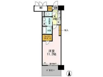 グランドソレイユ名駅(1K/4階)の間取り写真