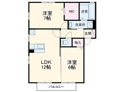 RIVERイースト北畑(2LDK/2階)の間取り写真